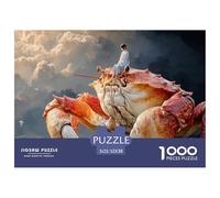 Girl Sitting on A Crab 1000 Pcs Carton Extra-épais Lot de Puzzles Girl and Giant Crab Stimulant Et Éducatif Jeu Créatif Puzzles As Birthday Gifts 52x38cm/1000pcs