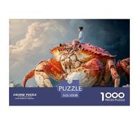 Girl Sitting on A Crab 1000 Pcs Carton Premium Coffret De Puzzles Girl and Giant Crab Stimulant Et Éducatif Défi Unique Puzzles As Birthday Gifts 52x38cm/1000pcs