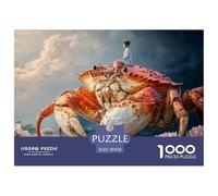 Girl Sitting on A Crab 1000 Pcs Carton Premium Coffret De Puzzles Girl and Giant Crab Stimulant Et Éducatif Jeu Familial Puzzles pour Adultes Et Enfants 70x50cm/1000pcs