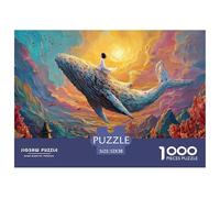 Girl Sitting on A Whale 1000 Pcs Carton Extra-épais Lot de Puzzles Underwater Fantasy Stimulant Et Éducatif Jeu Familial Puzzles As Birthday Gifts 52x38cm/1000pcs