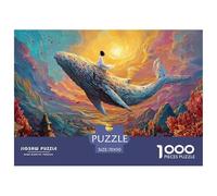 Girl Sitting on A Whale 1000 Pièces Carton Extra-épais Coffret De Puzzles Underwater Fantasy Stimulant Et Éducatif Défi Unique Puzzles As Birthday Gifts 70x50cm/1000pcs