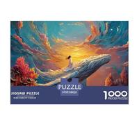 Girl Sitting on A Whale 1000 Pièces Carton Extra-épais Coffret De Puzzles Underwater Fantasy Stimulant Et Éducatif Défi Unique Puzzles pour Adultes Et Enfants 38x26cm/1000pcs