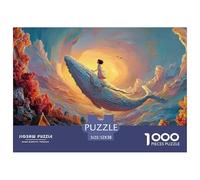 Girl Sitting on A Whale 1000 Pièces Carton Premium Coffret De Puzzles Underwater Fantasy Anti-Stress Défi Unique Puzzles As Birthday Gifts 52x38cm/1000pcs