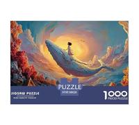 Girl Sitting on A Whale 1000 Pièces Carton Premium Lot de Puzzles Underwater Fantasy Anti-Stress Jeu Créatif Puzzles As Birthday Gifts 38x26cm/1000pcs