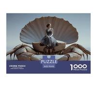 Girl Sitting on Crab 1000 Pcs Carton Premium Lot de Puzzles Girl and Crab Stimulant Et Éducatif Jeu Créatif Puzzles As Birthday Gifts 70x50cm/1000pcs