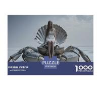 Girl Sitting on Crab 1000 Pièces Carton Premium Lot de Puzzles Girl and Crab Anti-Stress Jeu Créatif Puzzles As Birthday Gifts 38x26cm/1000pcs
