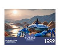 Girl Sitting on Top of Oversized Crab 1000 Pcs Carton Premium Lot de Puzzles Dreamlike Giant Crab Stimulant Et Éducatif Jeu Créatif Puzzles pour Adultes Et Enfants 38x26cm/1000pcs