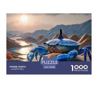 Girl Sitting on Top of Oversized Crab 1000 Pièces Carton Extra-épais Lot de Puzzles Dreamlike Giant Crab Stimulant Et Éducatif Jeu Créatif Puzzles As Birthday Gifts 52x38cm/1000pcs