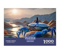 Girl Sitting on Top of Oversized Crab 1000 Pièces Carton Premium Lot de Puzzles Dreamlike Giant Crab Anti-Stress Défi Unique Puzzles pour Adultes Et Enfants 70x50cm/1000pcs