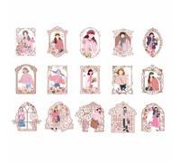 Girl Sticker Variety Pack Rose Series 45PCS Autocollants pour le scrapbooking Notes journalistes Paper auto-adhésifs autocollants vibrants Couleurs vibrantes Design Roantic DIY (Rose)