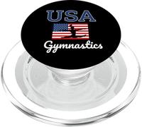 Girl Tumbling Team Gear Gymnast Gymnastics USA American Flag PopSockets PopGrip pour MagSafe