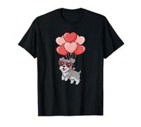 Girl Valentines Day Heart Balloons Miniature Schnauzer Lover T-Shirt