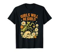 Girl Will Be Girls Praying Mantis Retro Halloween T-Shirt