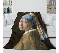 Girl with A Pearl Earring Couverture Douce - Rembrandt Couverture Cadeau Anniversaire Pour Mari/petit Ami/petite Amie - Plaids Chauds Pour Se Blottir En Regardant Un Film 80x90inch(200x230cm)