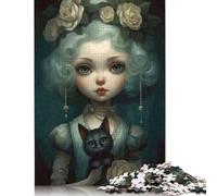Girl with Black Cat Puzzle 1000 Pièces Educa Jouet en Bois Divertissement Créatif De l'art De La Décoration Jeu Éducatif Challenge Toy Adultes & Enfants des 14 Ans 1000pcs (75x50cm)