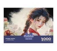 Girl with Black Hair 1000 Pcs Carton Premium Coffret De Puzzles Fantasy Woman in Red Stimulant Et Éducatif Jeu Familial Puzzles pour Adultes Et Enfants 70x50cm/1000pcs