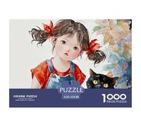 Girl with Brown Hair in Pigtails 1000 Pcs Carton Premium Coffret De Puzzles Girl Stimulant Et Éducatif Défi Unique Puzzles As Birthday Gifts 52x38cm/1000pcs