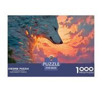 Girl with Long White Hair 1000 Pcs Carton Extra-épais Lot de Puzzles Wolf and Sunset Stimulant Et Éducatif Jeu Familial Puzzles As Birthday Gifts 38x26cm/1000pcs
