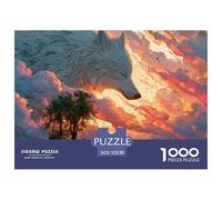 Girl with Long White Hair 1000 Pcs Carton Premium Lot de Puzzles Wolf and Sunset Stimulant Et Éducatif Jeu Créatif Puzzles As Birthday Gifts 52x38cm/1000pcs