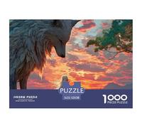 Girl with Long White Hair 1000 Pièces Carton Extra-épais Coffret De Puzzles Wolf and Sunset Stimulant Et Éducatif Jeu Créatif Puzzles As Birthday Gifts 52x38cm/1000pcs