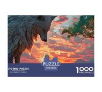 Girl with Long White Hair 1000 Pièces Carton Premium Lot de Puzzles Wolf and Sunset Anti-Stress Défi Unique Puzzles pour Adultes Et Enfants 38x26cm/1000pcs