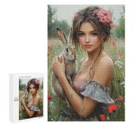 Girl with Rabbit in Field-1 Puzzle 1000 Pièces Educa Jouet en Bois Cadeau Unique Décoration Intérieure Jeu Éducatif Challenge Toy Adultes Et Enfants À Partir De 14 Ans 1000 PCS