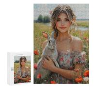 Girl with Rabbit in Field-2 Puzzle 1000 Pièces Educa Jouet en Bois Cadeau Unique Décoration Intérieure Jeu Éducatif Challenge Toy Adultes Et Enfants À Partir De 14 Ans 300 PCS