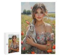Girl with Rabbit in Field-2 Puzzle 1000 Pièces Educa Jouet en Bois Cadeau Unique Décoration Intérieure Jeu Éducatif Challenge Toy Adultes Et Enfants À Partir De 14 Ans 1000 PCS