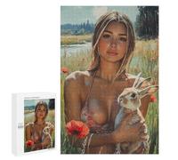 Girl with Rabbit in Field-3 Puzzle 1000 Pièces Educa Jouet en Bois Cadeau Unique Décoration Intérieure Jeu Éducatif Challenge Toy Adultes Et Enfants À Partir De 14 Ans 1000 PCS