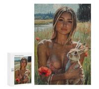 Girl with Rabbit in Field-3 Puzzle 1000 Pièces Educa Jouet en Bois Cadeau Unique Décoration Intérieure Jeu Éducatif Challenge Toy Adultes Et Enfants À Partir De 14 Ans 300 PCS