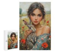 Girl with Rabbit in Field-5 Puzzle 1000 Pièces Educa Jouet en Bois Cadeau Unique Décoration Intérieure Jeu Éducatif Challenge Toy Adultes Et Enfants À Partir De 14 Ans 1000 PCS
