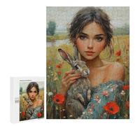 Girl with Rabbit in Field-5 Puzzle 1000 Pièces Educa Jouet en Bois Cadeau Unique Décoration Intérieure Jeu Éducatif Challenge Toy Adultes Et Enfants À Partir De 14 Ans 500 PCS