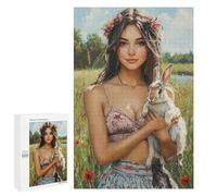 Girl with Rabbit in Field Puzzle 1000 Pièces Educa Jouet en Bois Cadeau Unique Décoration Intérieure Jeu Éducatif Challenge Toy Adultes Et Enfants À Partir De 14 Ans 1000 PCS