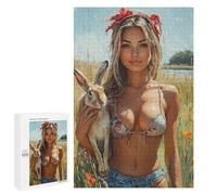 Girl with Rabbit in Field Puzzle 1000 Pièces Educa Jouet en Bois Cadeau Unique Décoration Intérieure Jeu Éducatif Challenge Toy Adultes Et Enfants À Partir De 14 Ans 1000 PCS