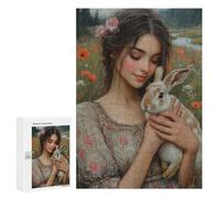 Girl with Rabbit in Garden Puzzle 1000 Pièces Educa Jouet en Bois Cadeau Unique Décoration Intérieure Jeu Éducatif Challenge Toy Adultes Et Enfants À Partir De 14 Ans 300 PCS