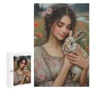 Girl with Rabbit in Garden Puzzle 1000 Pièces Educa Jouet en Bois Cadeau Unique Décoration Intérieure Jeu Éducatif Challenge Toy Adultes Et Enfants À Partir De 14 Ans 1000 PCS