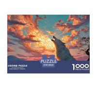 Girl with Wolf 1000 Pièces Carton Premium Coffret De Puzzles Wolf Under The Sunset Anti-Stress Défi Unique Puzzles pour Adultes Et Enfants 38x26cm/1000pcs