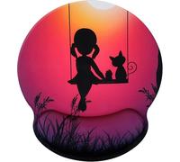 Girlcat031 Ergonomic Mouse Mat with Memory Foam,Non-Slip Rubber Wrist Support Mat for Work Games 25 x 23 cm