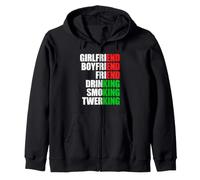 Girlfriend End Drinking King Célibataire EVG Soirée Humour Sweat à Capuche