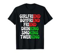Girlfriend End Drinking King Célibataire EVG Soirée Humour T-Shirt