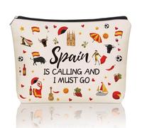Girlly Cadeau de voyage inspiré de l'Espagne : petite trousse de maquillage parfaite L'Espagne appelle et je dois aller pour les adolescentes et les femmes voyageurs. Idéal comme cadeau de voyage pour
