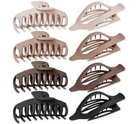 GIRLOLIIAR Lot de 8 pinces à cheveux plates de 10,9 cm, neutre mat français et grand ensemble de pinces rondes pour femme avec cheveux épais/fins, pinces antidérapantes extra tenantes pour se poser