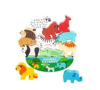 Girlove Jouet à Empiler en Bois Animaux, Jouet à Empiler pour Enfants Blocs de Construction, Jeux D'équilibre en Bois, Jeux Montessori pour 2 3 4 5 Ans Jouets Éducatifs