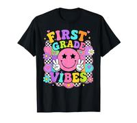 Girls 1st Grade Vibes Smile Face Back to School First Grade T-Shirt