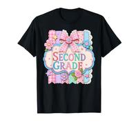 Girls 2nd Grade Back to School Big Bow Flowers Second Grade T-Shirt