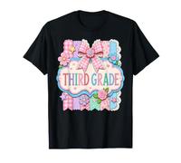 Girls 3rd Grade Back to School Big Bow Flowers Third Grade T-Shirt