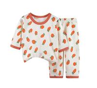 Girls a ama Set 2PCS Outfits Cotton eepwear Long Sleeve T-Shirt & Pants Toddler oun ewear ghtwear for Kids (Orange, 3-4 Years) w48n