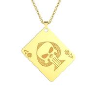 Girls Accessories Ace of Spades Collier pour Hommes et Femmes, Skull Ace of Spades Pendant Grand Ace of Spades Pendant Collier, Classic Square Tag Ace of Spades, Playing Card