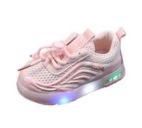 Girls and Boys Spring Summer and Autumn Children's Mesh Breathable Small and Medium Children's Toddler Shoes Flashing Light Casual Sports Shoes Pantoufle Friends (Pink, 28.5 Little Child)
