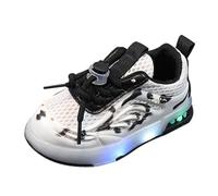Girls and Boys Spring Summer and Autumn Children's Mesh Breathable Small and Medium Children's Toddler Shoes Flashing Light Casual Sports Shoes Pantoufle Friends (Black, 27 Little Child)